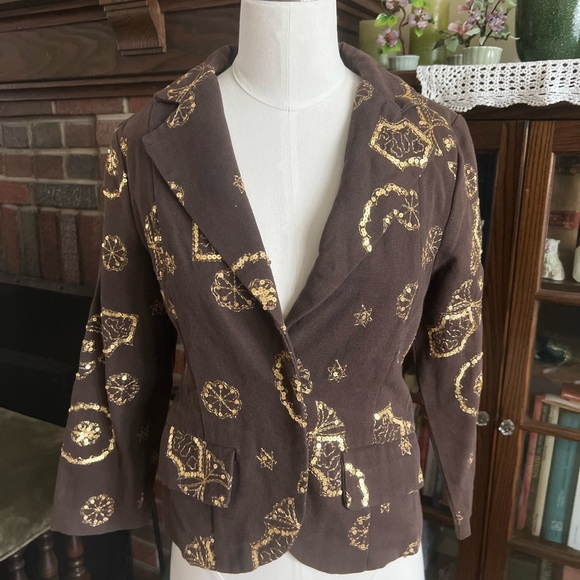 Sugar Lips Women’s Brown/Gold Embellished Jacket - Picture 6 of 8